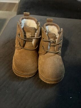 UGG Brown Suede Kids Shearling-Lined Ankle Boots